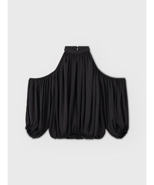 EIMY ISTOIRE(エイミーイストワール)の「DRAPE SATIN BLOUSE(シャツ/ブラウス・レディース・オフホワイト/ブラウン/ブラック・FREE)」の1枚目の写真