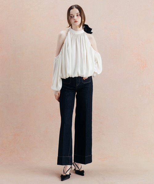 EIMY ISTOIRE(エイミーイストワール)の「DRAPE SATIN BLOUSE(シャツ/ブラウス・レディース・オフホワイト/ブラウン/ブラック・FREE)」の11枚目の写真