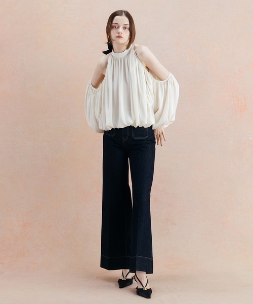 EIMY ISTOIRE(エイミーイストワール)の「DRAPE SATIN BLOUSE(シャツ/ブラウス・レディース・オフホワイト/ブラウン/ブラック・FREE)」の12枚目の写真