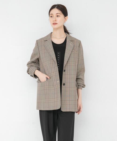 URBAN RESEARCH(アーバンリサーチ)の「TWチェックテーラードジャケット(その他アウター・レディース・ベージュ系その他/ブラウン系その他・FREE)」の4枚目の写真