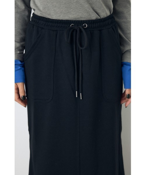 AZUL by moussy(アズールバイマウジー)の「ジップデザイン裏毛ロングスカート 秋服 冬服 春服 スウェットスカート 無地 フレアスカート ウエストゴム(スカート・レディース・ブラック/杢グレー・FREE)」の9枚目の写真