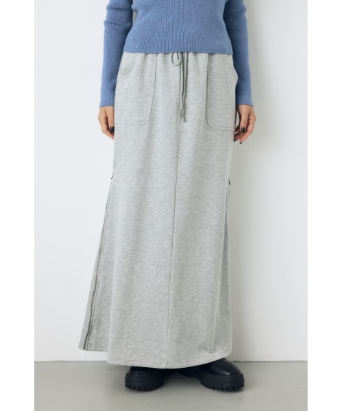 AZUL by moussy(アズールバイマウジー)の「ジップデザイン裏毛ロングスカート 秋服 冬服 春服 スウェットスカート 無地 フレアスカート ウエストゴム(スカート・レディース・ブラック/杢グレー・FREE)」の13枚目の写真