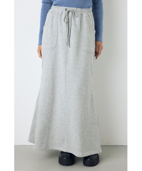 AZUL by moussy(アズールバイマウジー)の「ジップデザイン裏毛ロングスカート 秋服 冬服 春服 スウェットスカート 無地 フレアスカート ウエストゴム(スカート・レディース・ブラック/杢グレー・FREE)」の16枚目の写真
