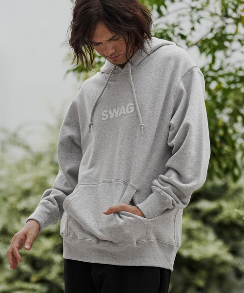 CAMBIO(カンビオ)の「mpa4275- ヘビー裏毛プリントプルパーカー - SWAG(2602143MCB)(パーカー・メンズ・ホワイト/ブラック/ミックスグレー/ネイビー・S/M/L/XL)」の6枚目の写真