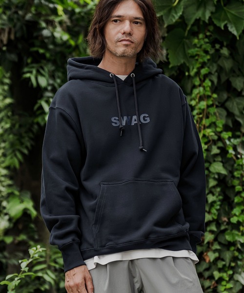 CAMBIO(カンビオ)の「mpa4275- ヘビー裏毛プリントプルパーカー - SWAG(2602143MCB)(パーカー・メンズ・ホワイト/ブラック/ミックスグレー/ネイビー・S/M/L/XL)」の15枚目の写真