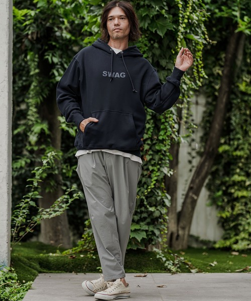 CAMBIO(カンビオ)の「mpa4275- ヘビー裏毛プリントプルパーカー - SWAG(2602143MCB)(パーカー・メンズ・ホワイト/ブラック/ミックスグレー/ネイビー・S/M/L/XL)」の17枚目の写真
