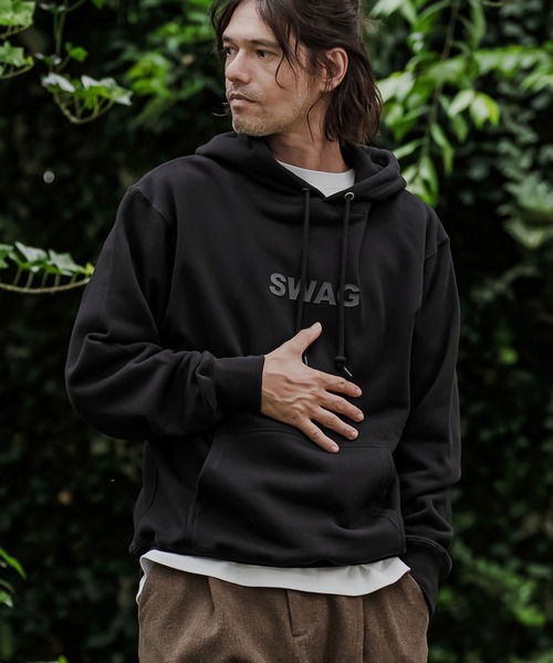 CAMBIO(カンビオ)の「mpa4275- ヘビー裏毛プリントプルパーカー - SWAG(2602143MCB)(パーカー・メンズ・ホワイト/ブラック/ミックスグレー/ネイビー・S/M/L/XL)」の20枚目の写真