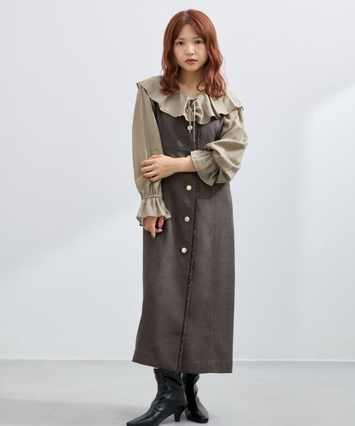 COHINA(コヒナ)の「フロントラッフルブラウス 【低身長・小柄女性】(Tシャツ/カットソー・レディース・ライトベージュ/ベージュ/ブラック・ONE SIZE)」の19枚目の写真
