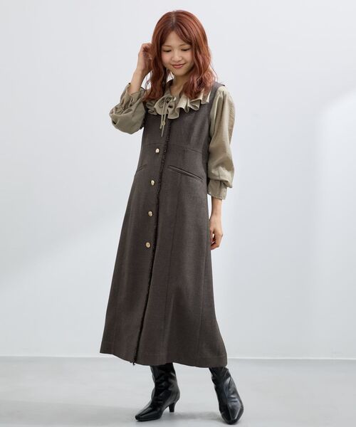 COHINA(コヒナ)の「フロントラッフルブラウス 【低身長・小柄女性】(Tシャツ/カットソー・レディース・ライトベージュ/ベージュ/ブラック・ONE SIZE)」の20枚目の写真