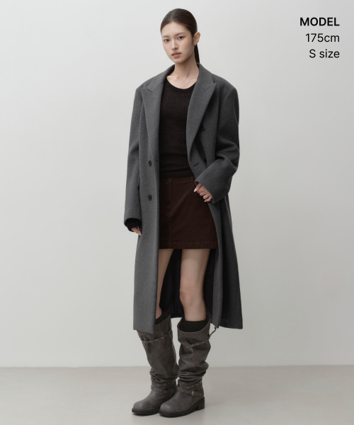 MUSINSA STANDARD WOMAN(ムシンサスタンダードウーマン)の「レディースカシミアブレンドダブルチェスターロングコート【ミディアムグレー】(チェスターコート・レディース・その他・SMALL/MEDIUM/LARGE/X-SMALL)」の2枚目の写真