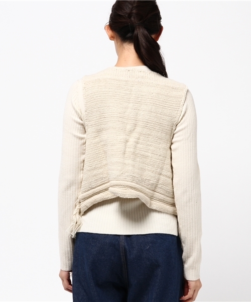 チャイハネ（チャイハネ）の「【チャイハネ】ウール混フリンジショートベスト（ベスト・レディース・ホワイト/ブルー・FREE）」の5枚目の写真