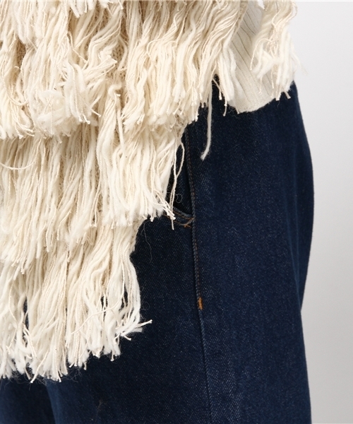 チャイハネ（チャイハネ）の「【チャイハネ】ウール混フリンジショートベスト（ベスト・レディース・ホワイト/ブルー・FREE）」の7枚目の写真