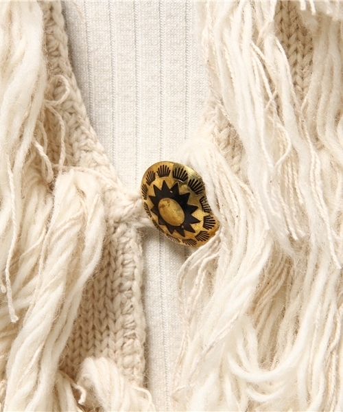 チャイハネ（チャイハネ）の「【チャイハネ】ウール混フリンジショートベスト（ベスト・レディース・ホワイト/ブルー・FREE）」の9枚目の写真