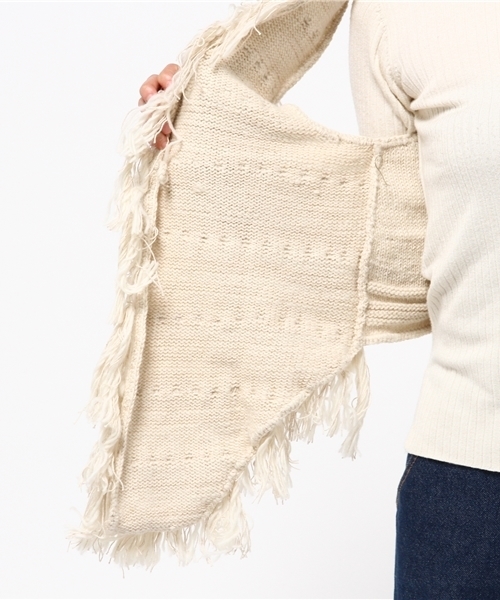 チャイハネ（チャイハネ）の「【チャイハネ】ウール混フリンジショートベスト（ベスト・レディース・ホワイト/ブルー・FREE）」の10枚目の写真