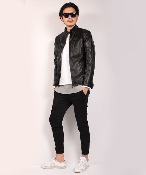 glory crew（グローリークルー）の「シングルライダースブルゾン（ライダースジャケット・メンズ・キャメル/ブラック・M/LL/L/S）」の13枚目の写真