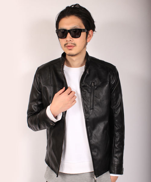 glory crew（グローリークルー）の「シングルライダースブルゾン（ライダースジャケット・メンズ・キャメル/ブラック・M/LL/L/S）」の14枚目の写真