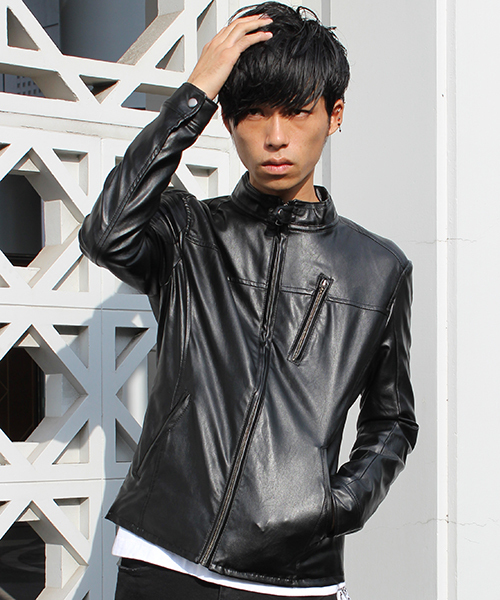 glory crew（グローリークルー）の「シングルライダースブルゾン（ライダースジャケット・メンズ・キャメル/ブラック・M/LL/L/S）」の20枚目の写真