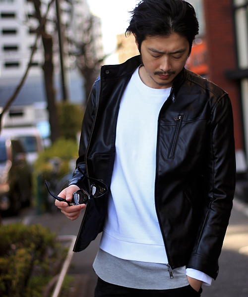 glory crew（グローリークルー）の「シングルライダースブルゾン（ライダースジャケット・メンズ・キャメル/ブラック・M/LL/L/S）」の10枚目の写真