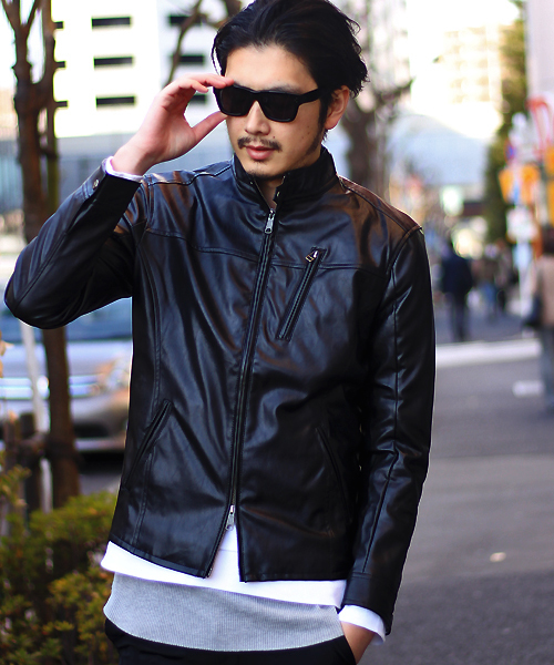 glory crew（グローリークルー）の「シングルライダースブルゾン（ライダースジャケット・メンズ・キャメル/ブラック・M/LL/L/S）」の11枚目の写真