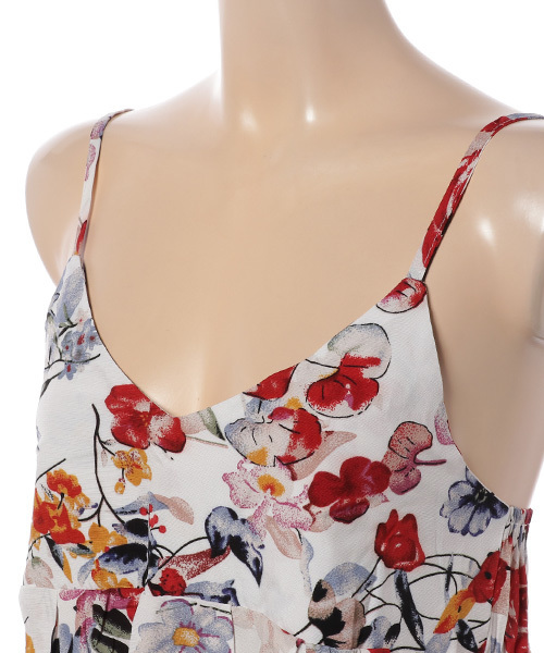 Re:EDIT（リエディ）の「[レイヤードスタイルに欠かせない]ヴィンテージ花柄フレアキャミソールビスチェトップス/キャミソール[リエディ]（キャミソール・レディース・ホワイト/グリーン・MEDIUM）」の4枚目の写真