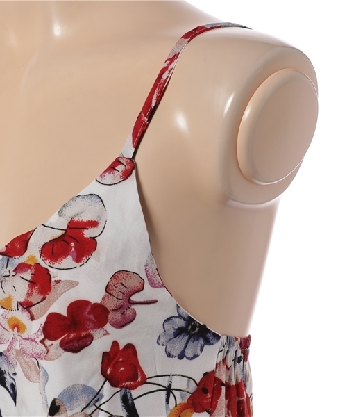 Re:EDIT（リエディ）の「[レイヤードスタイルに欠かせない]ヴィンテージ花柄フレアキャミソールビスチェトップス/キャミソール[リエディ]（キャミソール・レディース・ホワイト/グリーン・MEDIUM）」の5枚目の写真