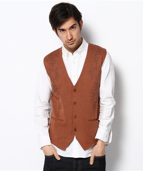 STUDIOUS（ステュディオス）の「STUDIOUS ジャガードニットベスト∵ ☆FINAL SALE☆（ベスト・メンズ・ベージュ/ダークブラウン・MEDIUM/SMALL）」の8枚目の写真