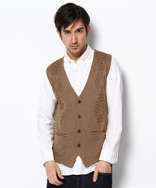 STUDIOUS（ステュディオス）の「STUDIOUS ジャガードニットベスト∵ ☆FINAL SALE☆（ベスト・メンズ・ベージュ/ダークブラウン・MEDIUM/SMALL）」の9枚目の写真