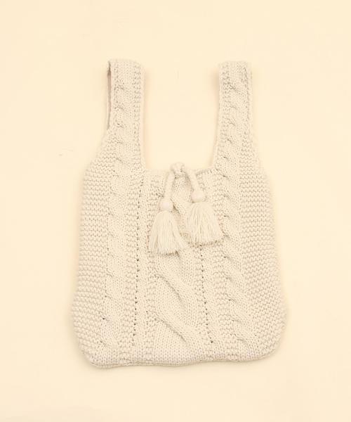 coen(コーエン)の「【Market】ニットマルシェトートバッグ(トートバッグ・レディース・オフホワイト/ネイビー・FREE)」の3枚目の写真