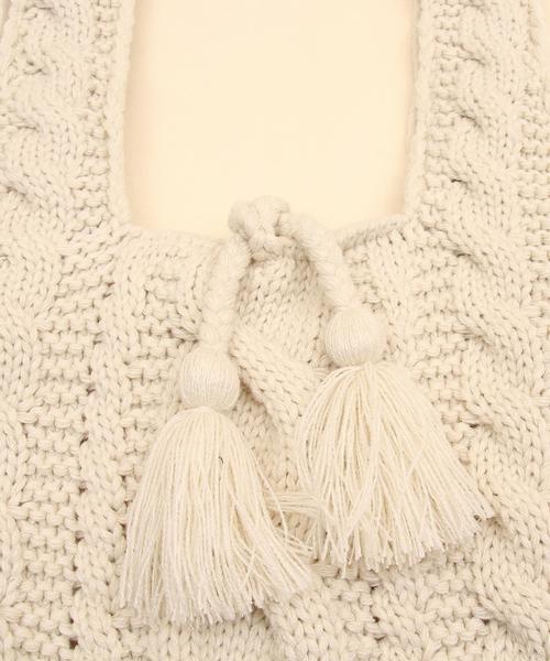 coen(コーエン)の「【Market】ニットマルシェトートバッグ(トートバッグ・レディース・オフホワイト/ネイビー・FREE)」の5枚目の写真