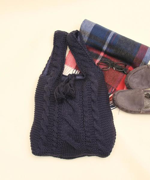 coen(コーエン)の「【Market】ニットマルシェトートバッグ(トートバッグ・レディース・オフホワイト/ネイビー・FREE)」の7枚目の写真