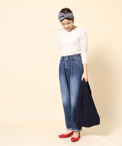 coen(コーエン)の「【Market】ニットマルシェトートバッグ(トートバッグ・レディース・オフホワイト/ネイビー・FREE)」の8枚目の写真