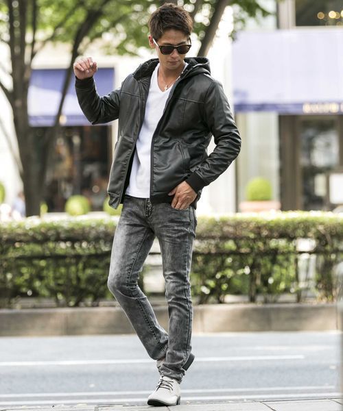 A.S.M(エーエスエム)の「フェイクレザー裏ボアフーデッドブルゾン(ブルゾン・メンズ・ブラック・52/48/50)」の8枚目の写真