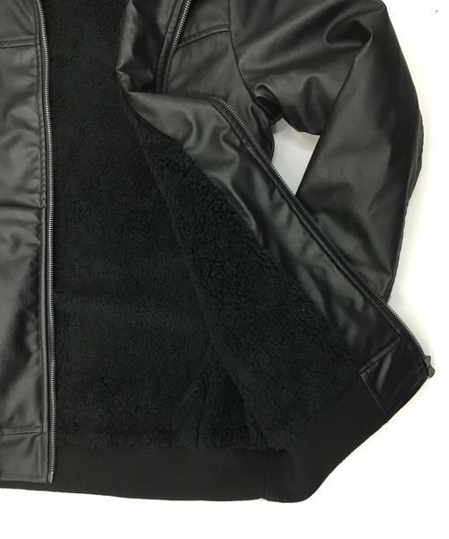 A.S.M(エーエスエム)の「フェイクレザー裏ボアフーデッドブルゾン(ブルゾン・メンズ・ブラック・52/48/50)」の14枚目の写真