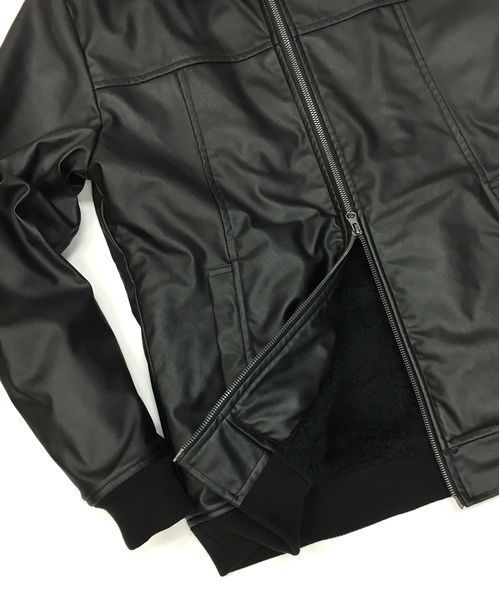 A.S.M(エーエスエム)の「フェイクレザー裏ボアフーデッドブルゾン(ブルゾン・メンズ・ブラック・52/48/50)」の9枚目の写真