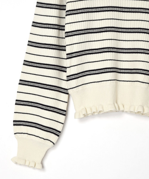 w closet（ダブルクローゼット）の「ワイドリブVネックプルオーバー（ニット/セーター・レディース・ピンク/ホワイト×ブラック/ブラック/ブルー系その他/キナリ・FREE）」の20枚目の写真