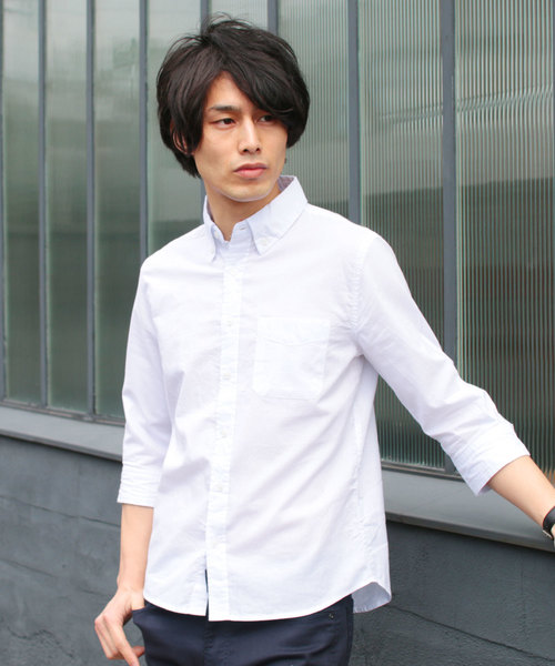 THE CASUAL（カジュアル）の「30S高密度ブロード7分袖シャツ（シャツ/ブラウス・メンズ・ホワイト/ネイビー/カーキ/ピンク/ホワイト系その他/ブルー系その他/ホワイト系その他2/ブルー系その他3/ブラック/グレー/サックスブルー/ブルー/ブラック系その他/ワイン/ブルー系その他2/テラコッタ・M/L/XL/S）」の2枚目の写真