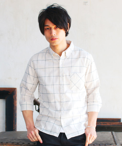 THE CASUAL（カジュアル）の「30S高密度ブロード7分袖シャツ（シャツ/ブラウス・メンズ・ホワイト/ネイビー/カーキ/ピンク/ホワイト系その他/ブルー系その他/ホワイト系その他2/ブルー系その他3/ブラック/グレー/サックスブルー/ブルー/ブラック系その他/ワイン/ブルー系その他2/テラコッタ・M/L/XL/S）」の4枚目の写真