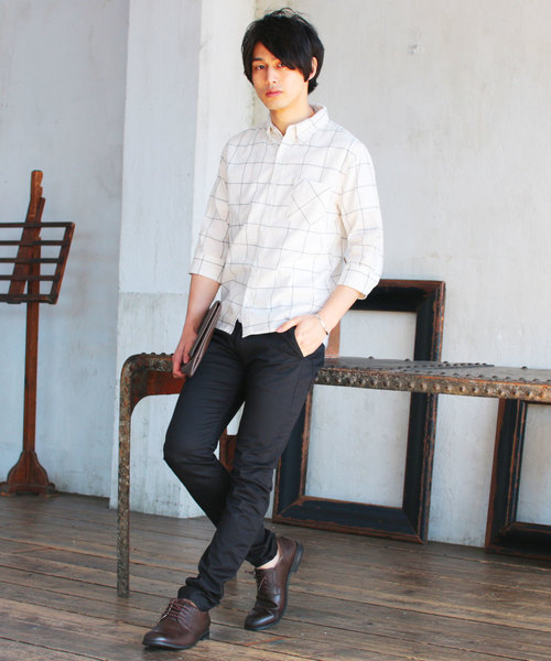 THE CASUAL（カジュアル）の「30S高密度ブロード7分袖シャツ（シャツ/ブラウス・メンズ・ホワイト/ネイビー/カーキ/ピンク/ホワイト系その他/ブルー系その他/ホワイト系その他2/ブルー系その他3/ブラック/グレー/サックスブルー/ブルー/ブラック系その他/ワイン/ブルー系その他2/テラコッタ・M/L/XL/S）」の22枚目の写真