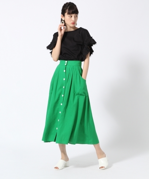 LOWRYS FARM（ローリーズファーム）の「ソデフリルユルＴ　793666（Tシャツ/カットソー・レディース・オフホワイト/ブラック/ブラウン/パープル・MEDIUM/LARGE）」の5枚目の写真