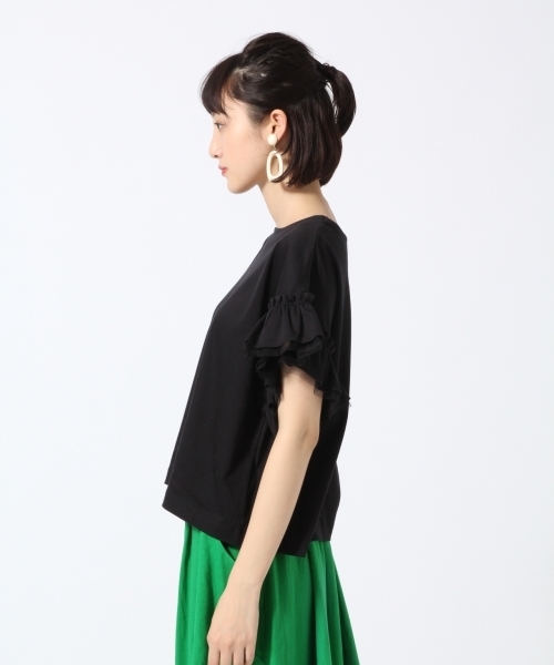 LOWRYS FARM（ローリーズファーム）の「ソデフリルユルＴ　793666（Tシャツ/カットソー・レディース・オフホワイト/ブラック/ブラウン/パープル・MEDIUM/LARGE）」の8枚目の写真