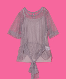 AS KNOW AS PINKY | ☆ZOZO限定☆キャミソール付チュールPO【半袖・プルオーバー】(Tシャツ/カットソー)
