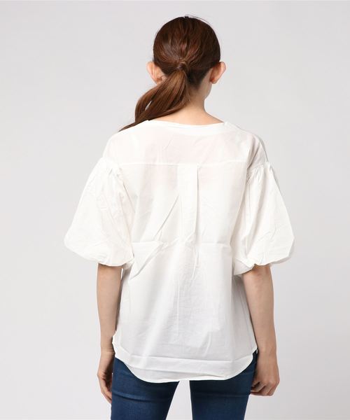 KOBE LETTUCE（コウベレタス）の「Vネックバルーン袖ブラウス＊レディース/トップス[C3354]神戸レタス（シャツ/ブラウス・レディース・ネイビー/オフホワイト/イエロー/グリーン/ストライプ・FREE）」の7枚目の写真