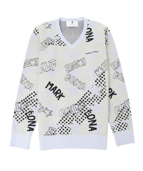 MARK & LONA(マークアンドロナ)の「Comic Star V Pullover(ニット/セーター・メンズ・ベージュ/ネイビー/ホワイト・48/50/46/52)」の2枚目の写真