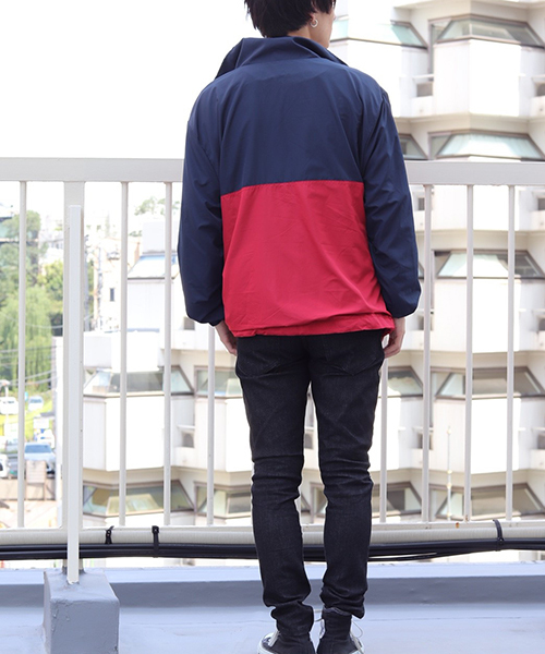 RAGAZZI NATURAL レッド ハーフジップ コットンアノラックパーカー RAGAZZI NATURAL レッド ハーフジップ コットンアノラック