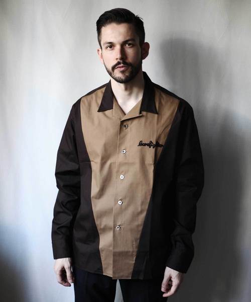 WALK IN CLOSET(ウォークインクローゼット)の「OPEN COLLAR BARBER SHIRT(シャツ/ブラウス・メンズ・ブラウン/ブルー/ワインレッド/オレンジ・MEDIUM/X-LARGE/SMALL)」の2枚目の写真