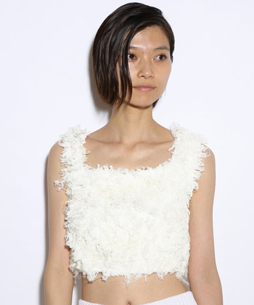 i（アイ）の「フェイクファースクエアタンク（キャミソール・レディース・ブラック/ホワイト/グレー・ﾌﾘ-）」の6枚目の写真