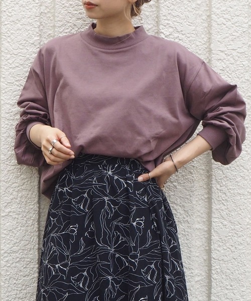 tiptop(ティップトップ)の「モックネックボリューム袖ロンT(Tシャツ/カットソー)」|ダークグレー