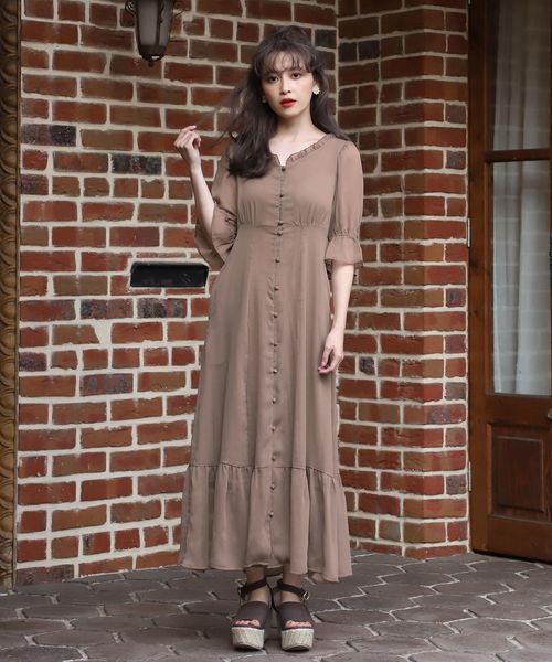 one after another NICE CLAUP(ワンアフターアナザーナイスクラップ)の「ヴィンテージロングマキシワンピース(ワンピース・レディース・その他/モカ/ベージュ系その他・FREE)」の6枚目の写真