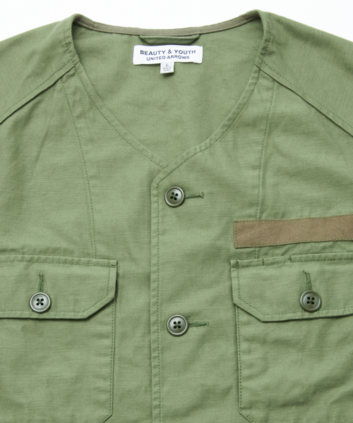 BEAUTY&YOUTH UNITED ARROWS（ビューティーアンドユースユナイテッドアローズ）の「BY コンビ ユーティリティ Vカーディガン◆（ミリタリージャケット・メンズ・オリーブ/ネイビー・LARGE/X-LARGE/SMALL/MEDIUM）」の4枚目の写真