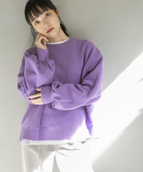 LOWRYS FARM（ローリーズファーム）の「キモウストレッチウラケプルオーバー　858657（スウェット・レディース・ブラック/パープル/アイボリー/ブラウン・FREE）」の4枚目の写真